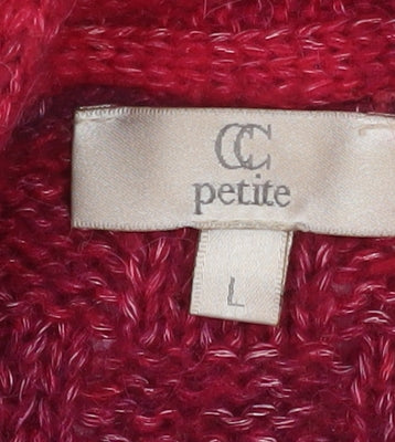 CC Petite Women's Red Wool Blend Open Cardigan L