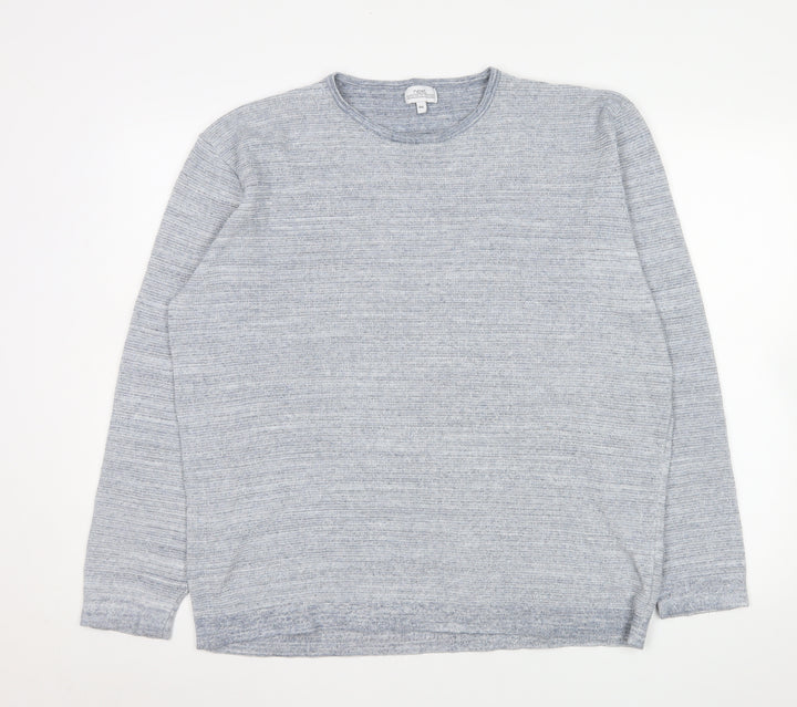 Next Men Grey Long Sleeve Crew Neck Cotton Blend Casual Top XXL