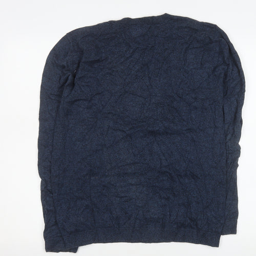Topman Men's Blue Cotton Crew Neck Pullover Jumper Size L