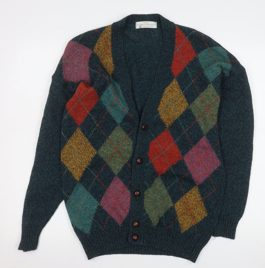 Marks and Spencer Men's Multicoloured Wool Argyle Cardigan S