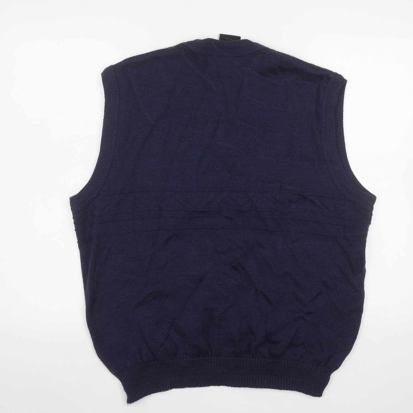 Westbury Men's Blue Wool Blend V-Neck Sleeveless Vest Jumper L