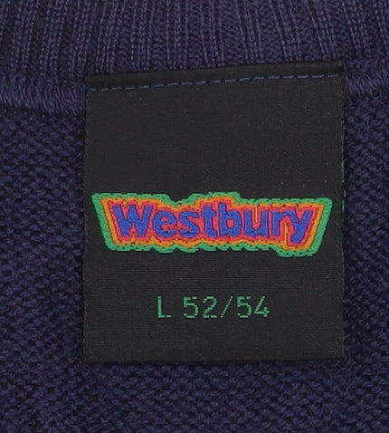 Westbury Men's Blue Wool Blend V-Neck Sleeveless Vest Jumper L