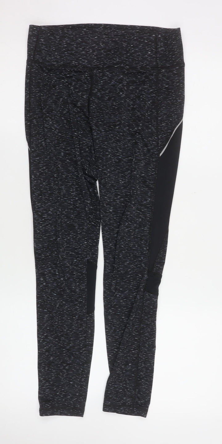 New Look Women's Black Flecked Leggings M Slim Fit Activewear Trousers