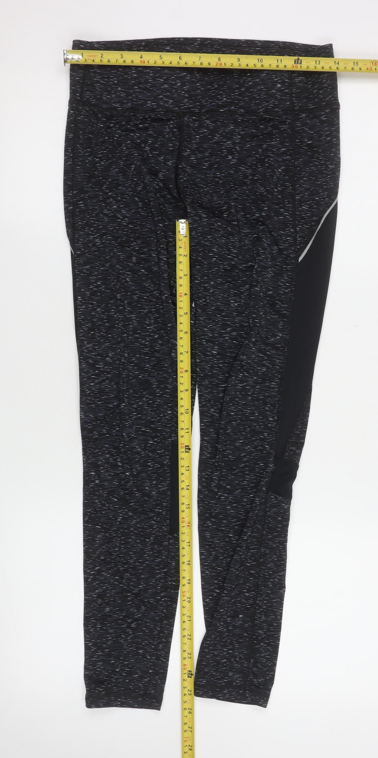 New Look Women's Black Flecked Leggings M Slim Fit Activewear Trousers