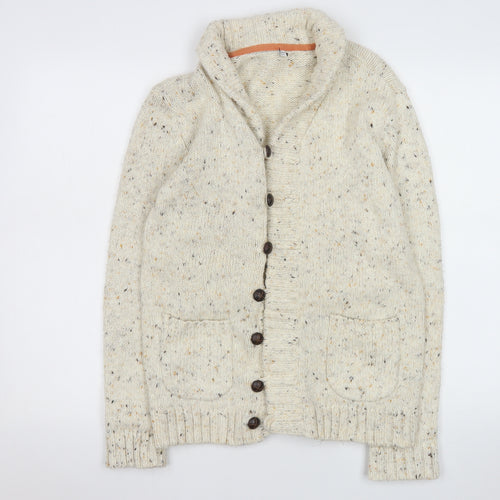 Marks and Spencer Boys Beige Cardigan 13-14 Years Shawl Collar Button Knit