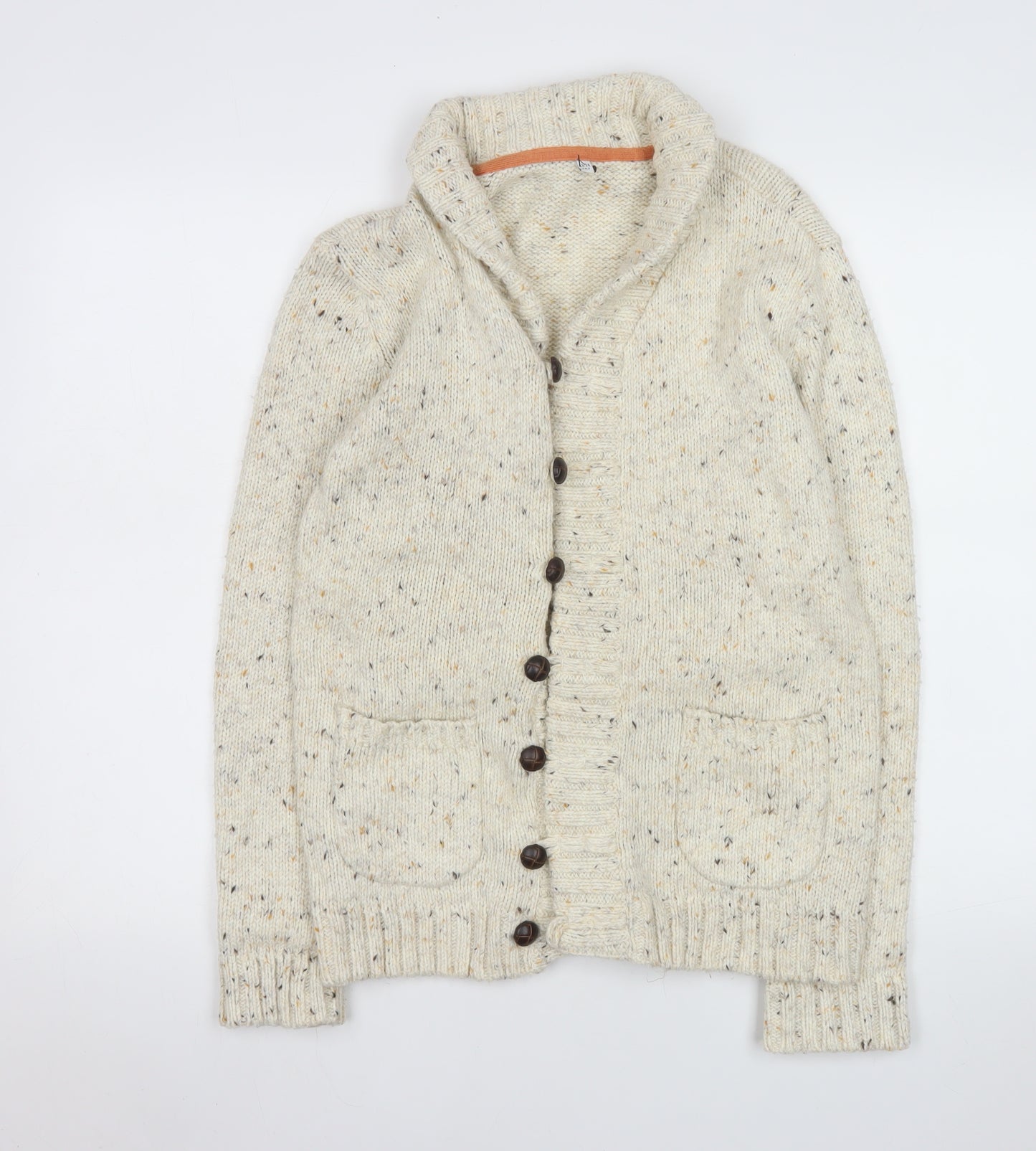 Marks and Spencer Boys Beige Cardigan 13-14 Years Shawl Collar Button Knit