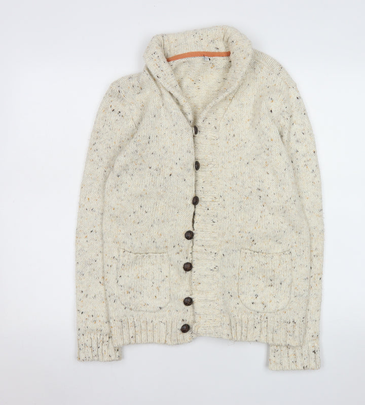 Marks and Spencer Boys Beige Cardigan 13-14 Years Shawl Collar Button Knit