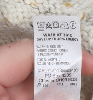 Marks and Spencer Boys Beige Cardigan 13-14 Years Shawl Collar Button Knit