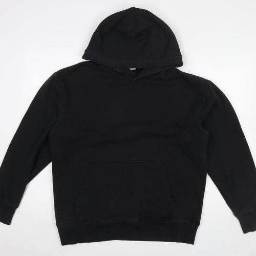 Zara Women Black Medium Pullover Hoodie Cotton Blend Casual