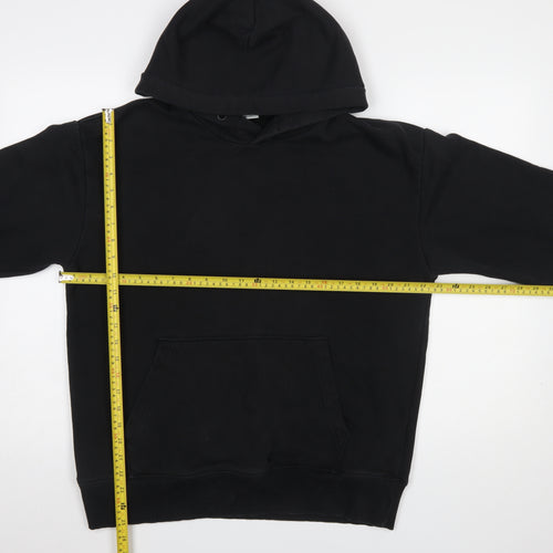 Zara Women Black Medium Pullover Hoodie Cotton Blend Casual