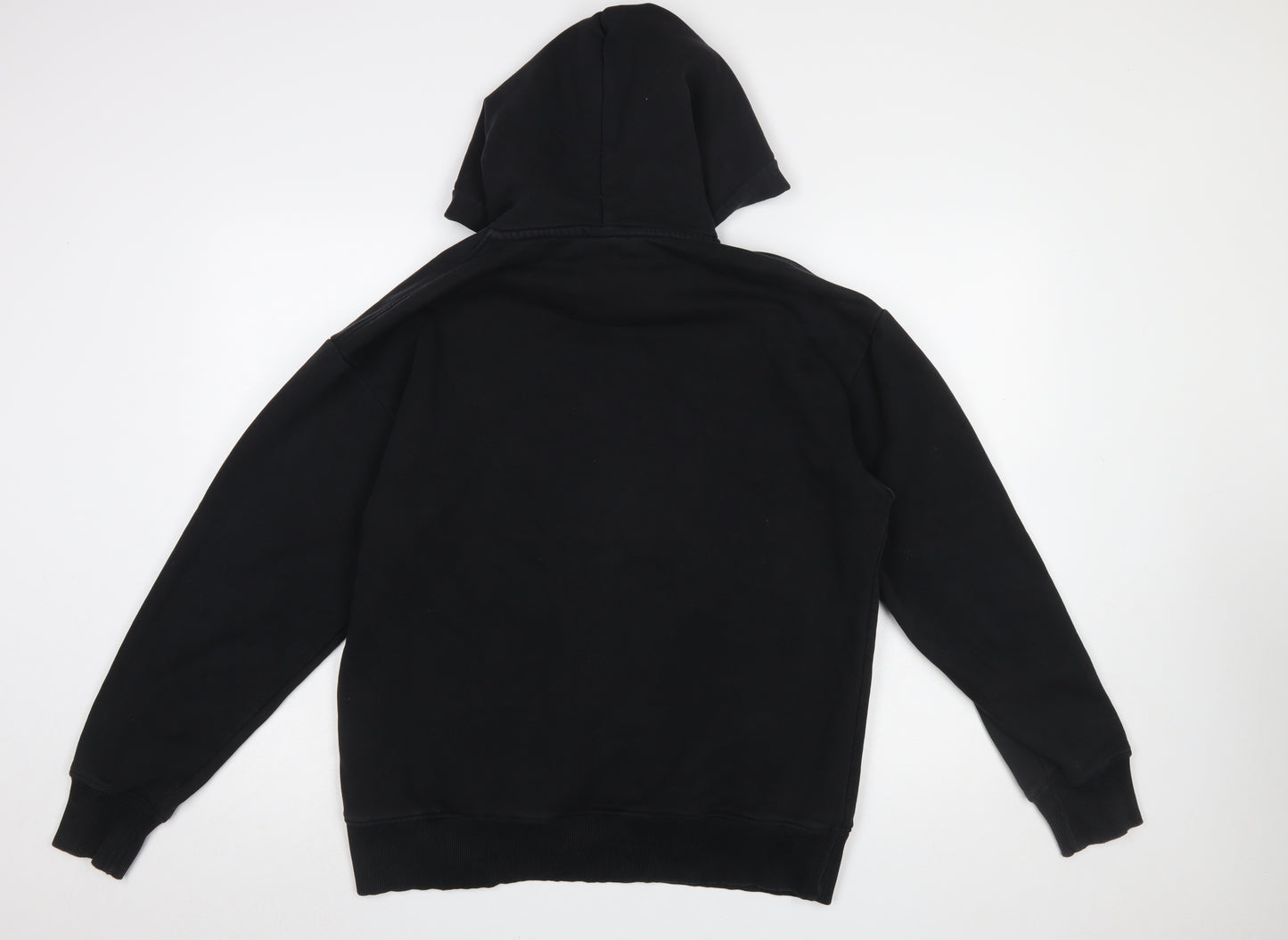 Zara Women Black Medium Pullover Hoodie Cotton Blend Casual