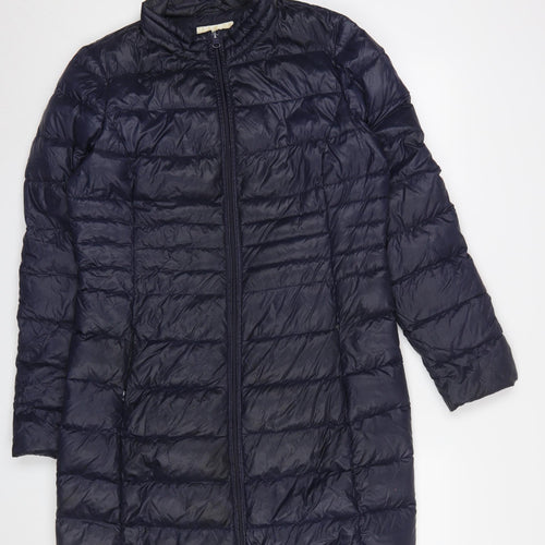 Paraphrase Womens Blue Long Puffer Coat Size 14 Nylon Down Jacket