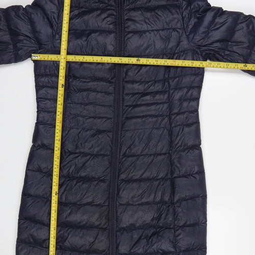 Paraphrase Womens Blue Long Puffer Coat Size 14 Nylon Down Jacket