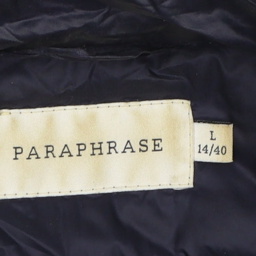 Paraphrase Womens Blue Long Puffer Coat Size 14 Nylon Down Jacket