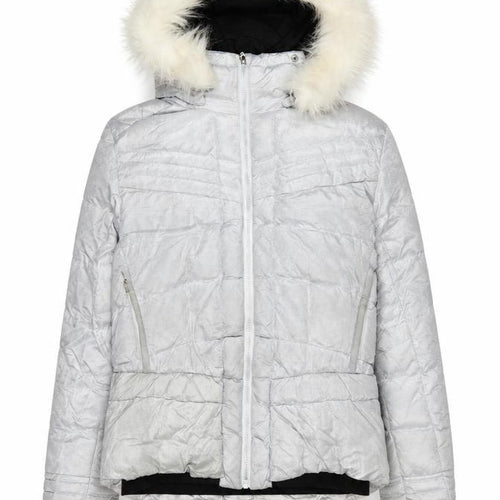 Duvillard Women Silver Hooded Down Puffer Jacket UK 14 Winter Ski Coat