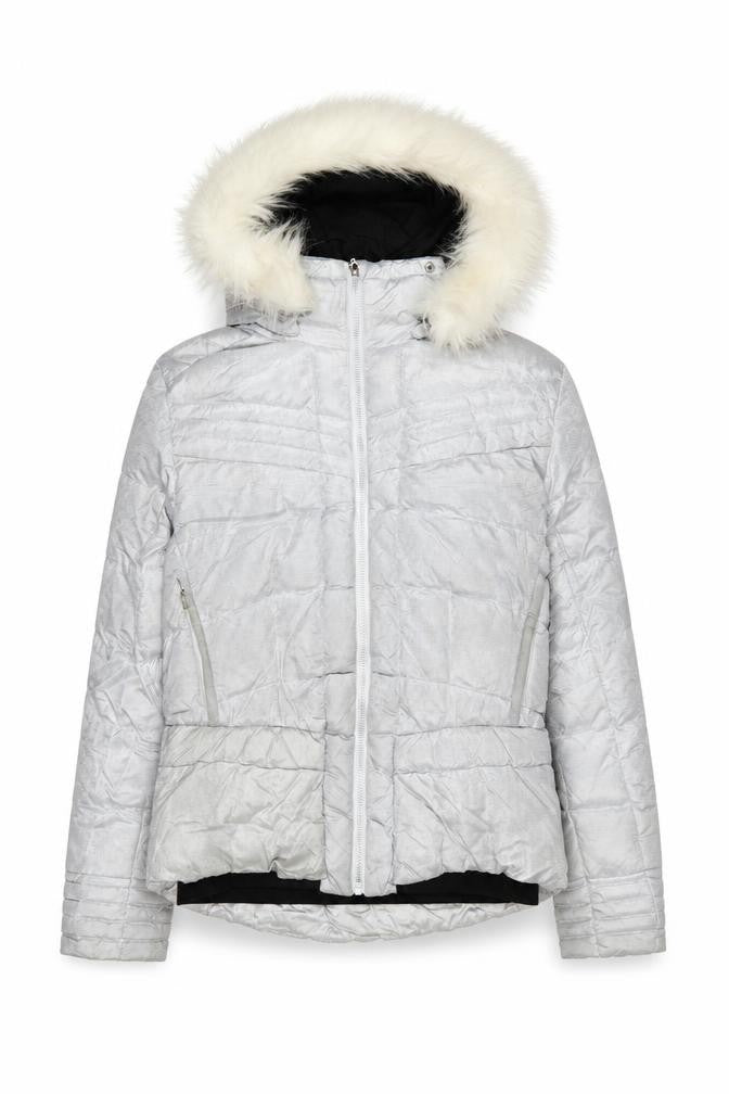 Duvillard Women Silver Hooded Down Puffer Jacket UK 14 Winter Ski Coat