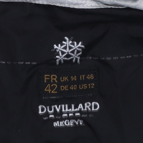 Duvillard Women Silver Hooded Down Puffer Jacket UK 14 Winter Ski Coat
