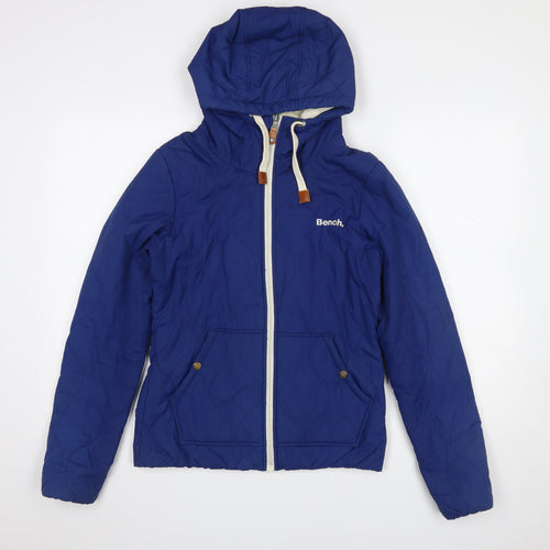 Bench Men's Blue XS Quilted Hooded Full Zip Casual Jacket