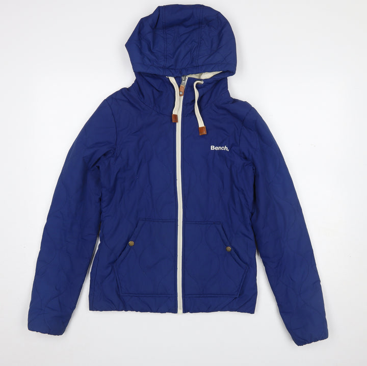 Bench Men's Blue XS Quilted Hooded Full Zip Casual Jacket