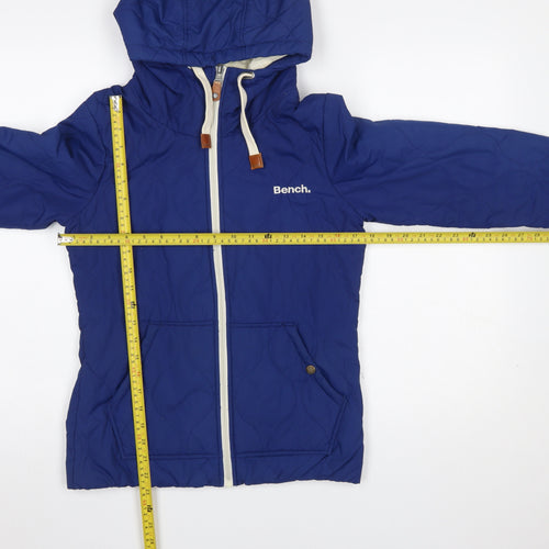 Bench Men's Blue XS Quilted Hooded Full Zip Casual Jacket