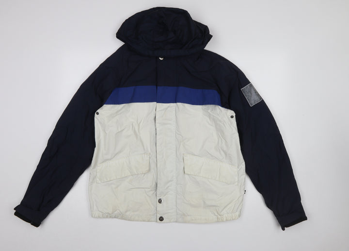 Nautica Men’s Blue White Hooded Windbreaker Jacket M