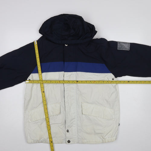 Nautica Men’s Blue White Hooded Windbreaker Jacket M