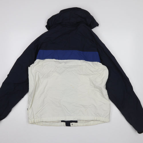 Nautica Men’s Blue White Hooded Windbreaker Jacket M