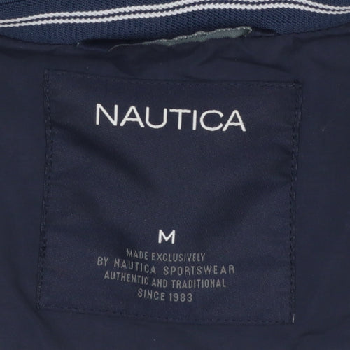 Nautica Men’s Blue White Hooded Windbreaker Jacket M