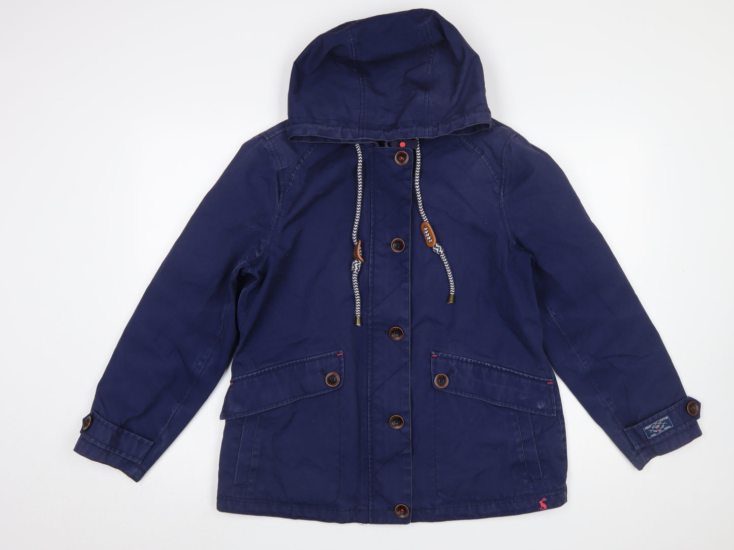 Joules Women's Blue Waterproof Hooded Parka Jacket Size 12
