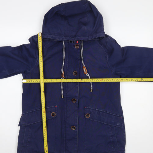 Joules Women's Blue Waterproof Hooded Parka Jacket Size 12