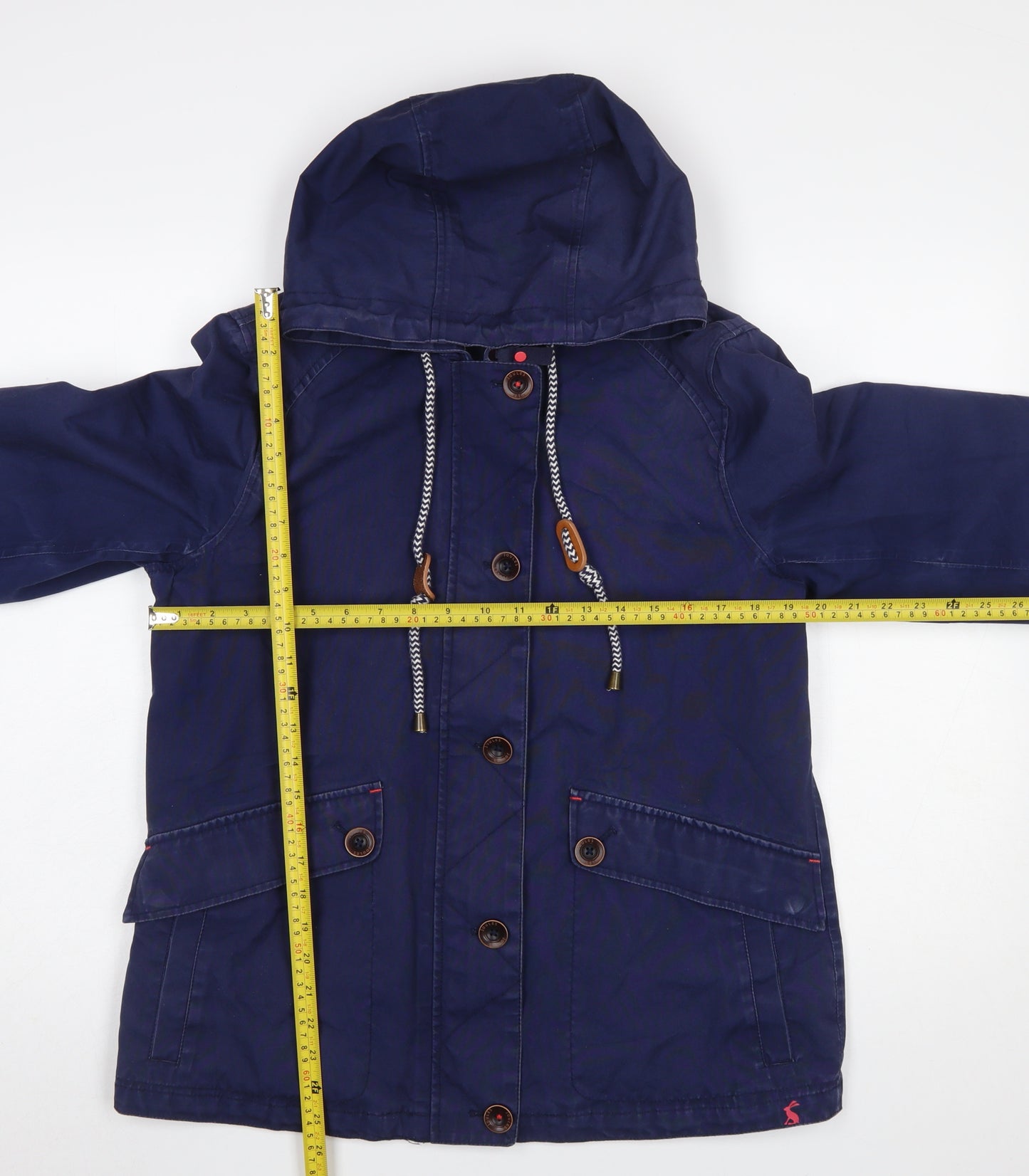 Joules Women's Blue Waterproof Hooded Parka Jacket Size 12