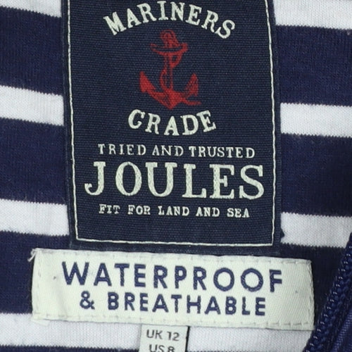 Joules Women's Blue Waterproof Hooded Parka Jacket Size 12