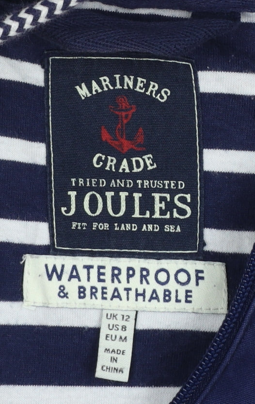 Joules Women's Blue Waterproof Hooded Parka Jacket Size 12