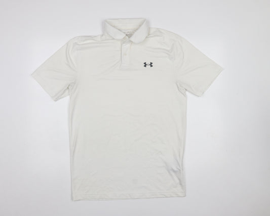 Under Armour Men's White Polo Shirt Small Regular Fit Performance
