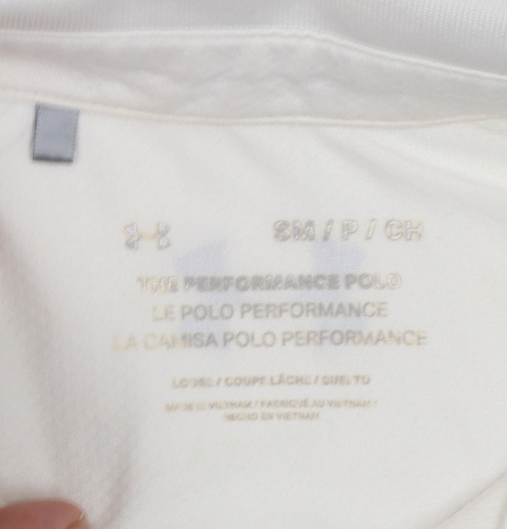 Under Armour Men's White Polo Shirt Small Regular Fit Performance