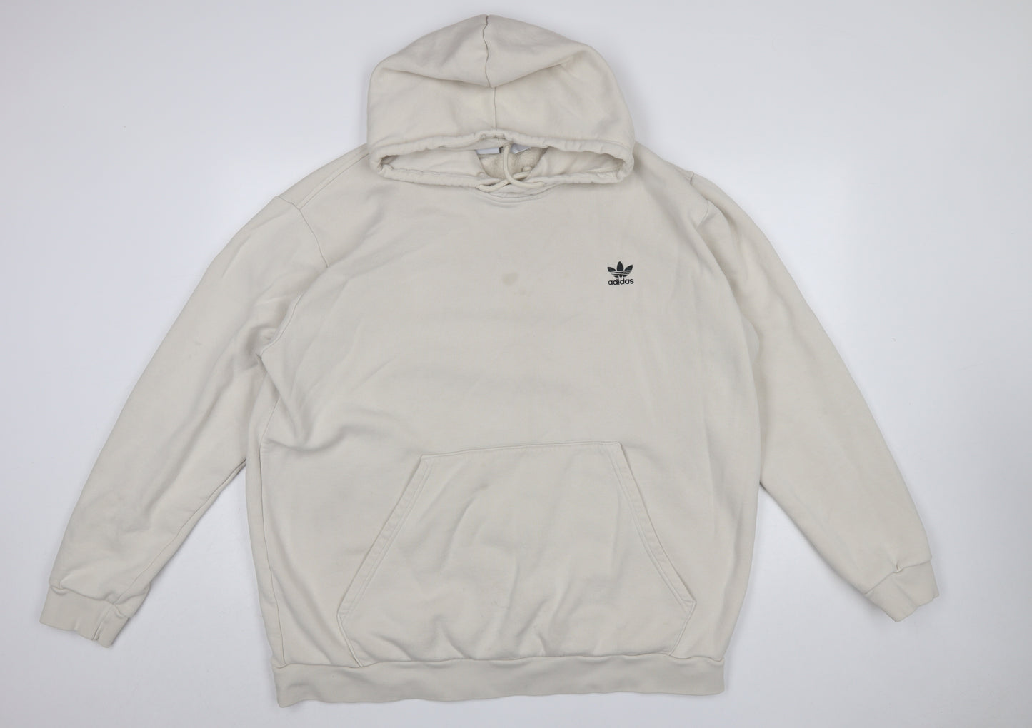 Adidas Men’s Beige Pullover Hoodie 2XL Regular Fit Sports Fleece