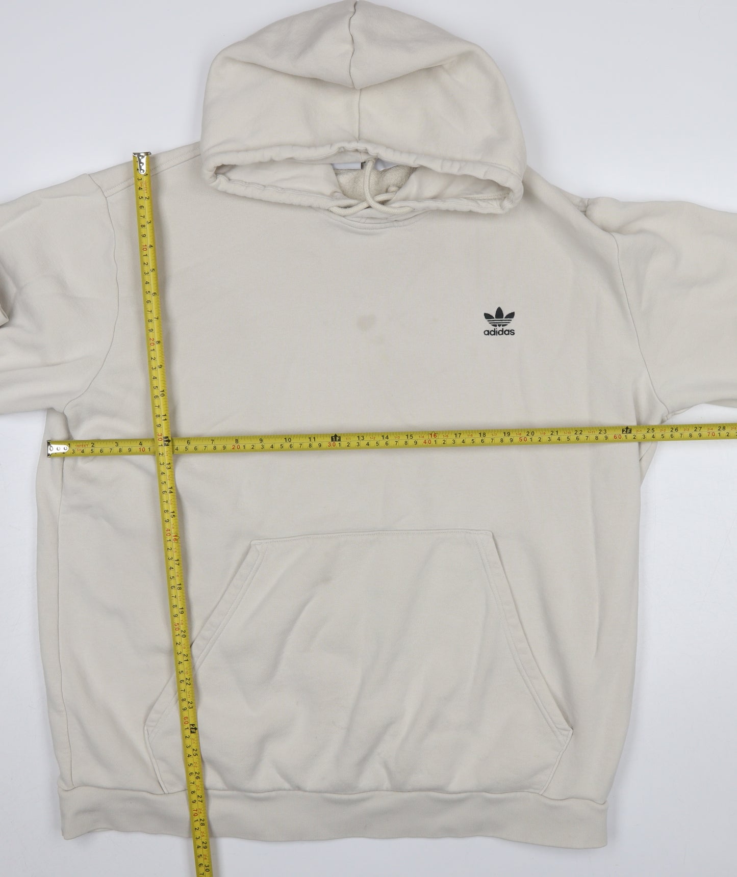 Adidas Men’s Beige Pullover Hoodie 2XL Regular Fit Sports Fleece