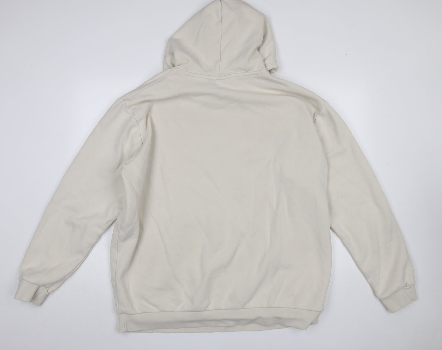 Adidas Men’s Beige Pullover Hoodie 2XL Regular Fit Sports Fleece