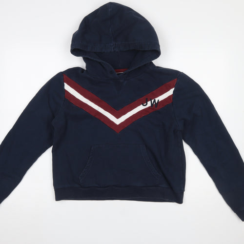Jack Wills Womens Navy Hoodie UK 14 Pullover Cotton Blend Long Sleeve
