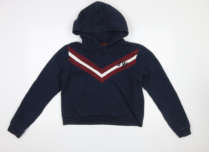 Jack Wills Womens Navy Hoodie UK 14 Pullover Cotton Blend Long Sleeve