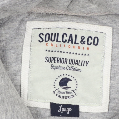 SoulCal & Co Men's Grey Pullover Hoodie Large Cotton Blend