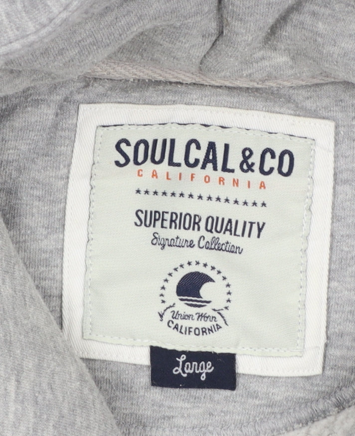 SoulCal & Co Men's Grey Pullover Hoodie Large Cotton Blend