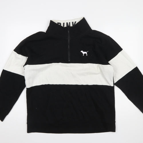Victoria’s Secret Pink Women’s Black & White 1/4 Zip Pullover Sweatshirt Size L