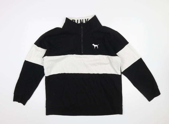 Victoria’s Secret Pink Women’s Black & White 1/4 Zip Pullover Sweatshirt Size L