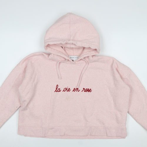 Maison Labiche Women Pink Embroidered Pullover Hoodie Size S