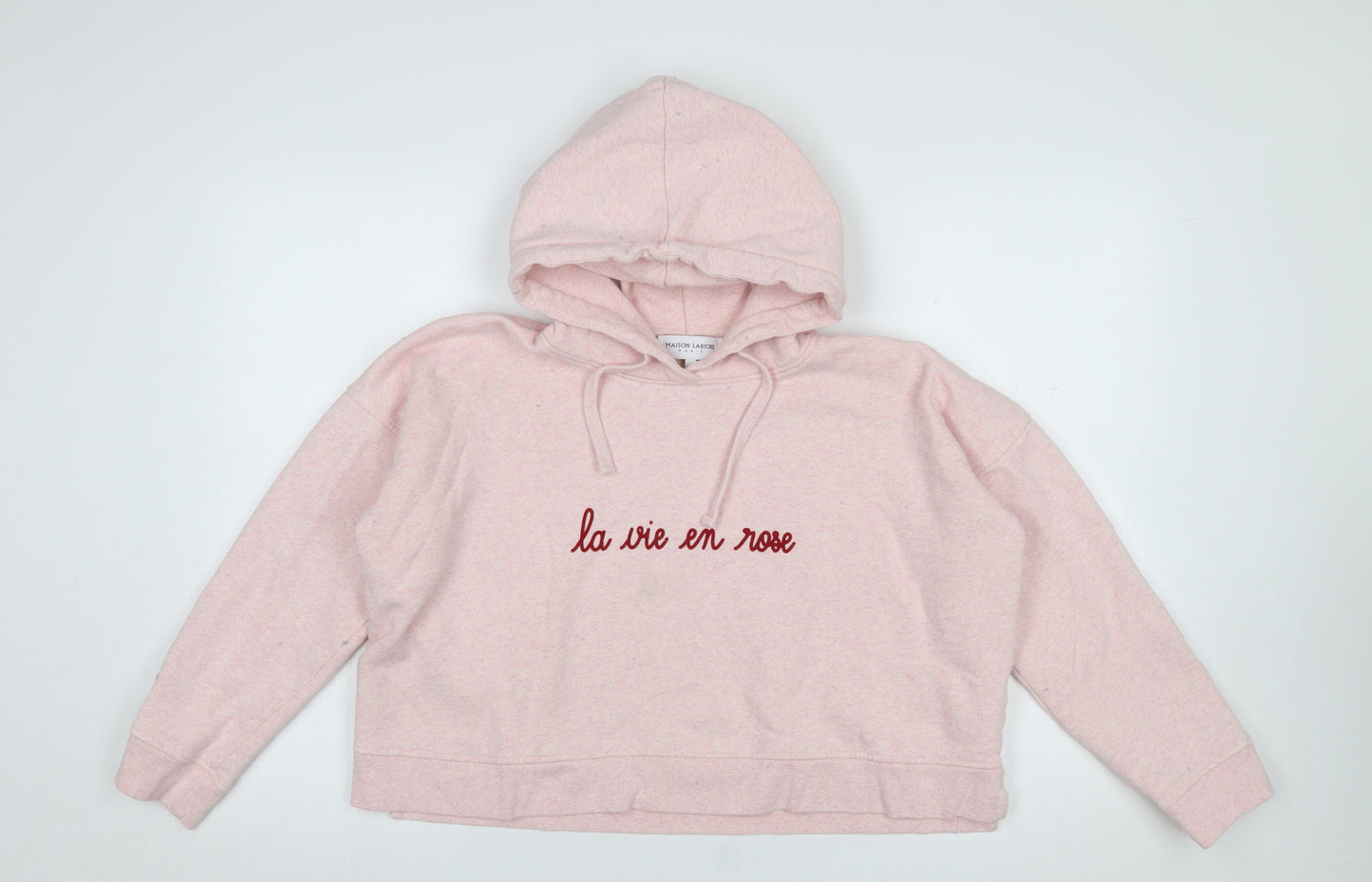 Maison Labiche Women Pink Embroidered Pullover Hoodie Size S