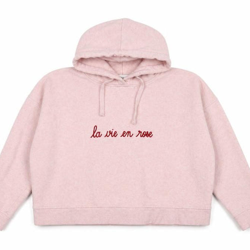 Maison Labiche Women Pink Embroidered Pullover Hoodie Size S