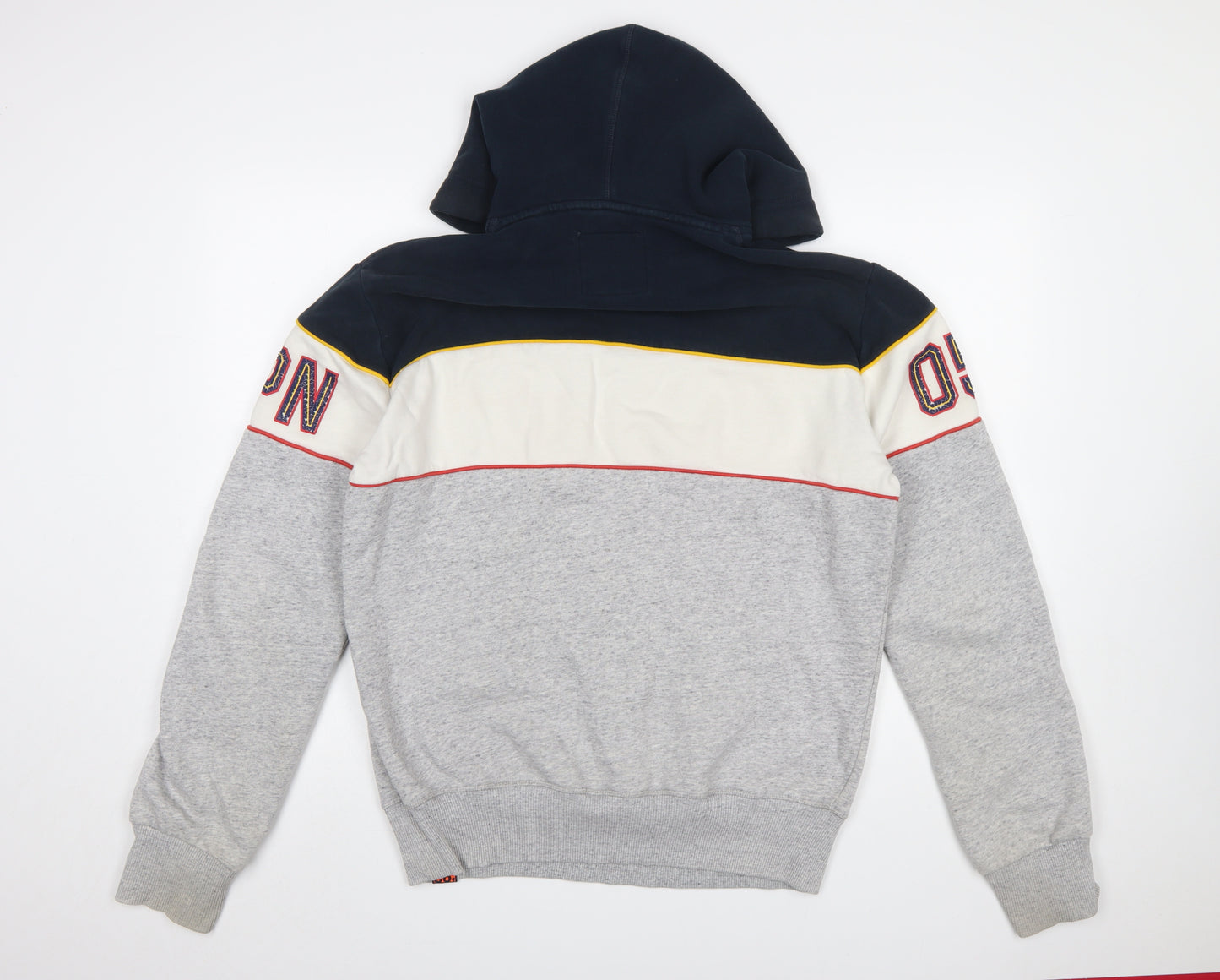 Superdry Mens Grey Pullover Hoodie Large Embroidered Logo Sports Style