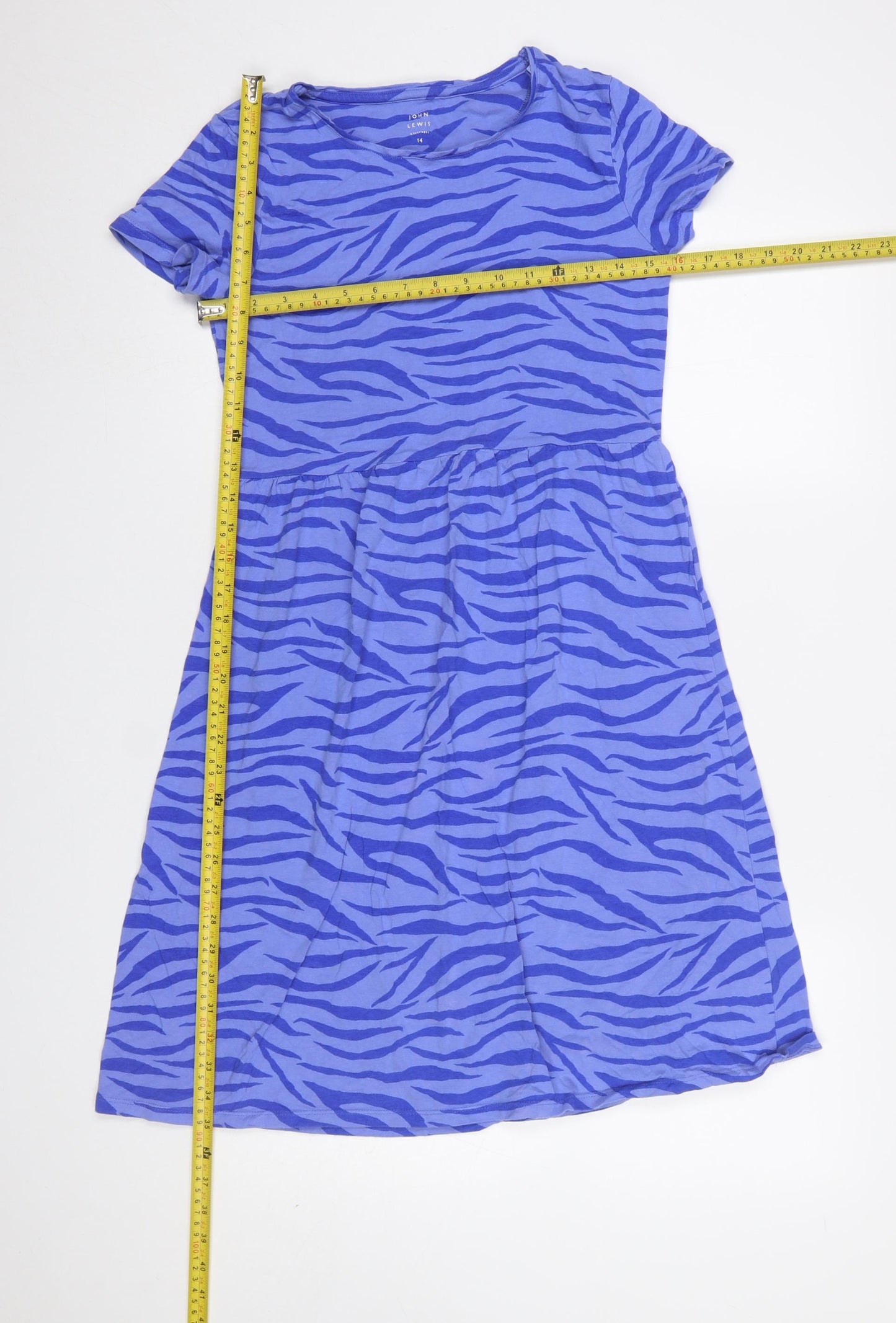 John Lewis Girls Blue Animal Print Skater Dress Size 14 Years Cotton