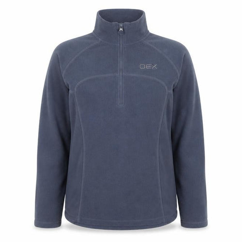 OEX Women's Blue Fleece Pullover Sweatshirt UK 8 1/2 Zip Outdoor Top